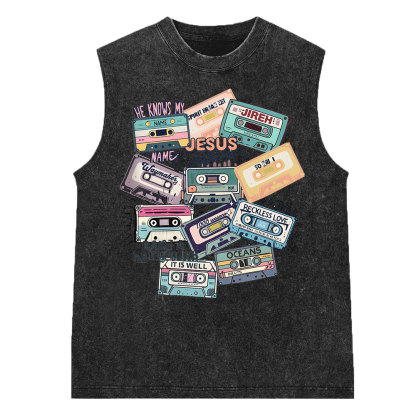 He Knows My Name Christian Washed Sleeveless Tee