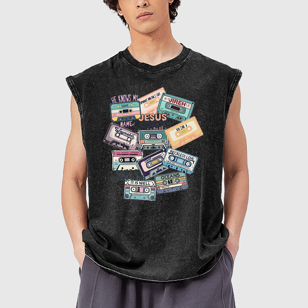 He Knows My Name Christian Washed Sleeveless Tee