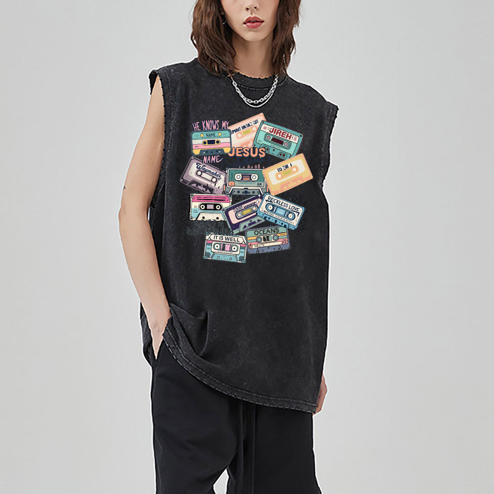 He Knows My Name Christian Washed Sleeveless Tee