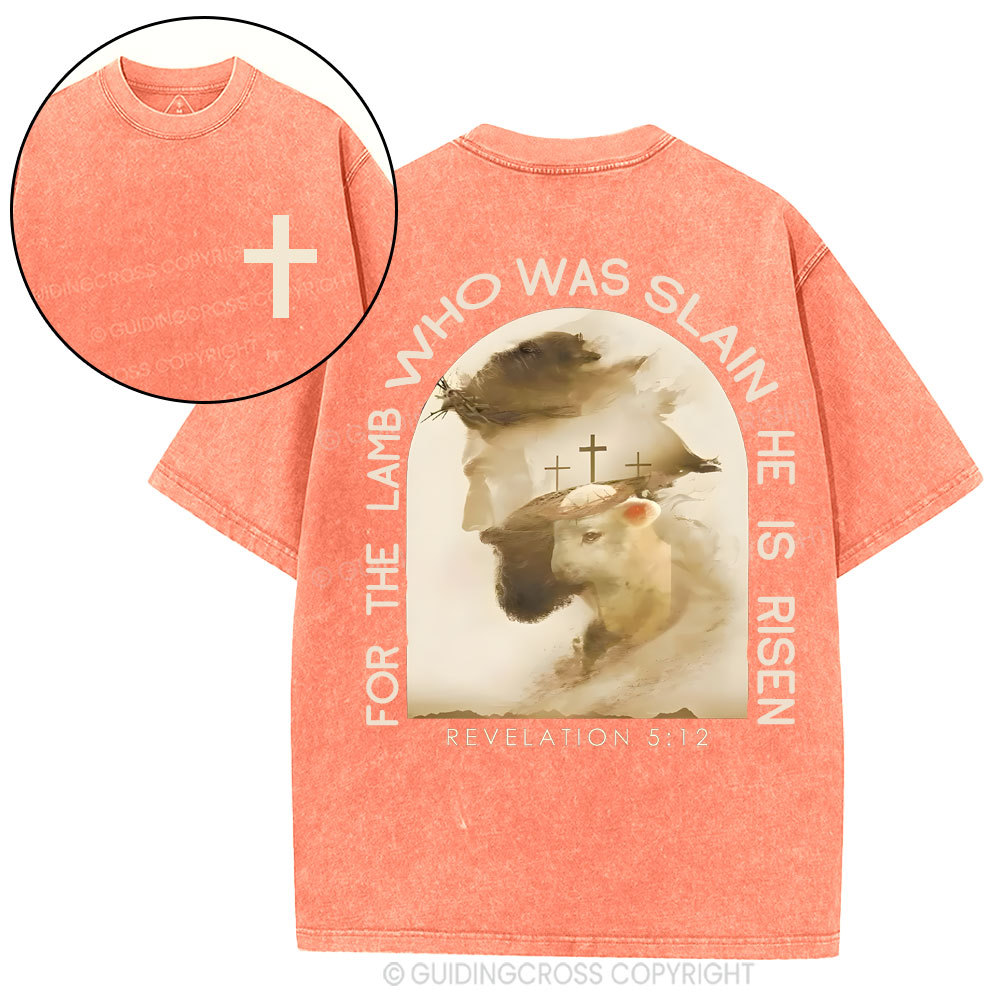 He Lamb Who Was Slain Is Risen Christian Washed T-Shirt