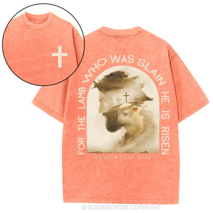 He Lamb Who Was Slain Is Risen Christian Washed T-Shirt