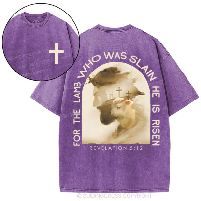 He Lamb Who Was Slain Is Risen Christian Washed T-Shirt
