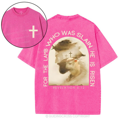 He Lamb Who Was Slain Is Risen Christian Washed T-Shirt