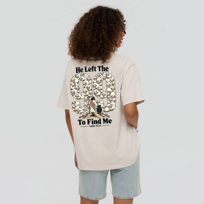 He Left The 99 To Find Me Cartoon Christian Washed T-Shirt