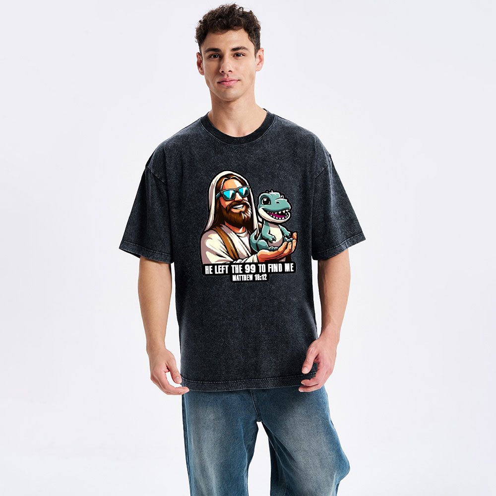He Left The 99 To Find Me Christian Washed T-Shirt