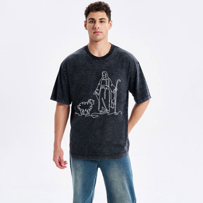 He Left The 99 To Find Me Christian Washed T-Shirt