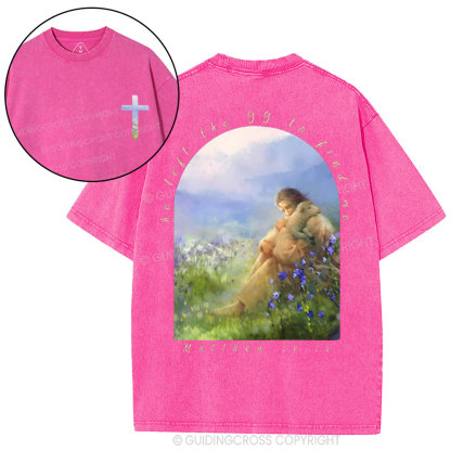 He Left The 99 To Find Me Christian Washed T-Shirt