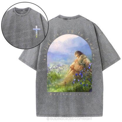 He Left The 99 To Find Me Christian Washed T-Shirt