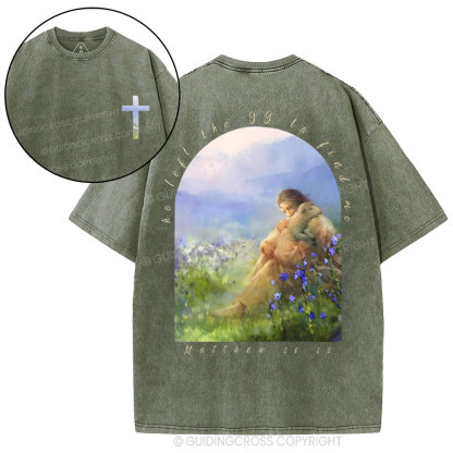 He Left The 99 To Find Me Christian Washed T-Shirt