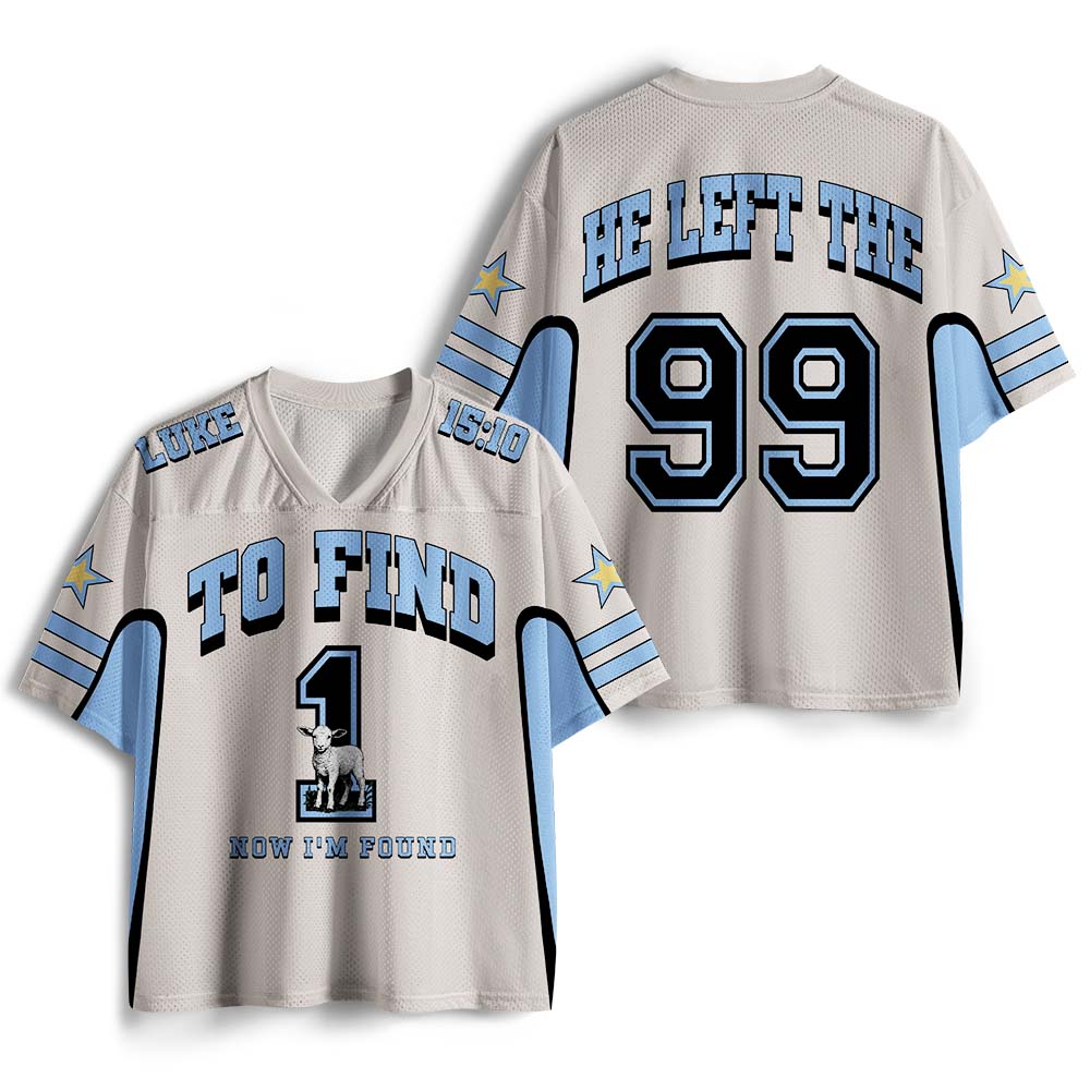 He Left The 99 To Find One Christian White Mesh Jersey