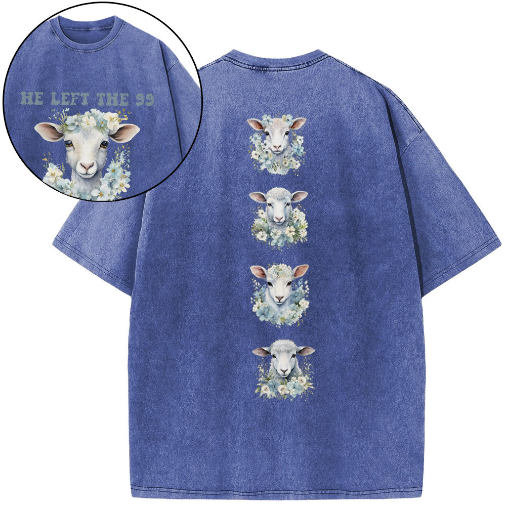 He Left The 99 To Rescue Me Boho Christian Washed T-Shirt