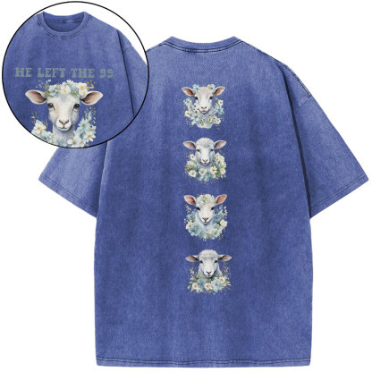 He Left The 99 To Rescue Me Boho Christian Washed T-Shirt