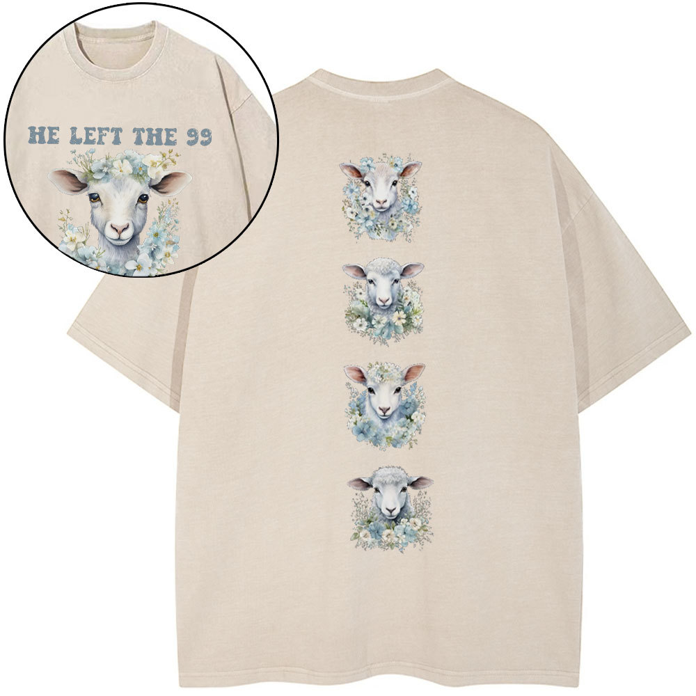 He Left The 99 To Rescue Me Boho Christian Washed T-Shirt