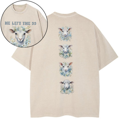 He Left The 99 To Rescue Me Boho Christian Washed T-Shirt