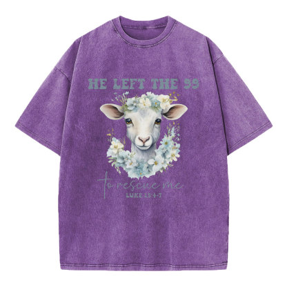 He Left The 99 To Rescue Me Boho Christian Washed T-Shirt