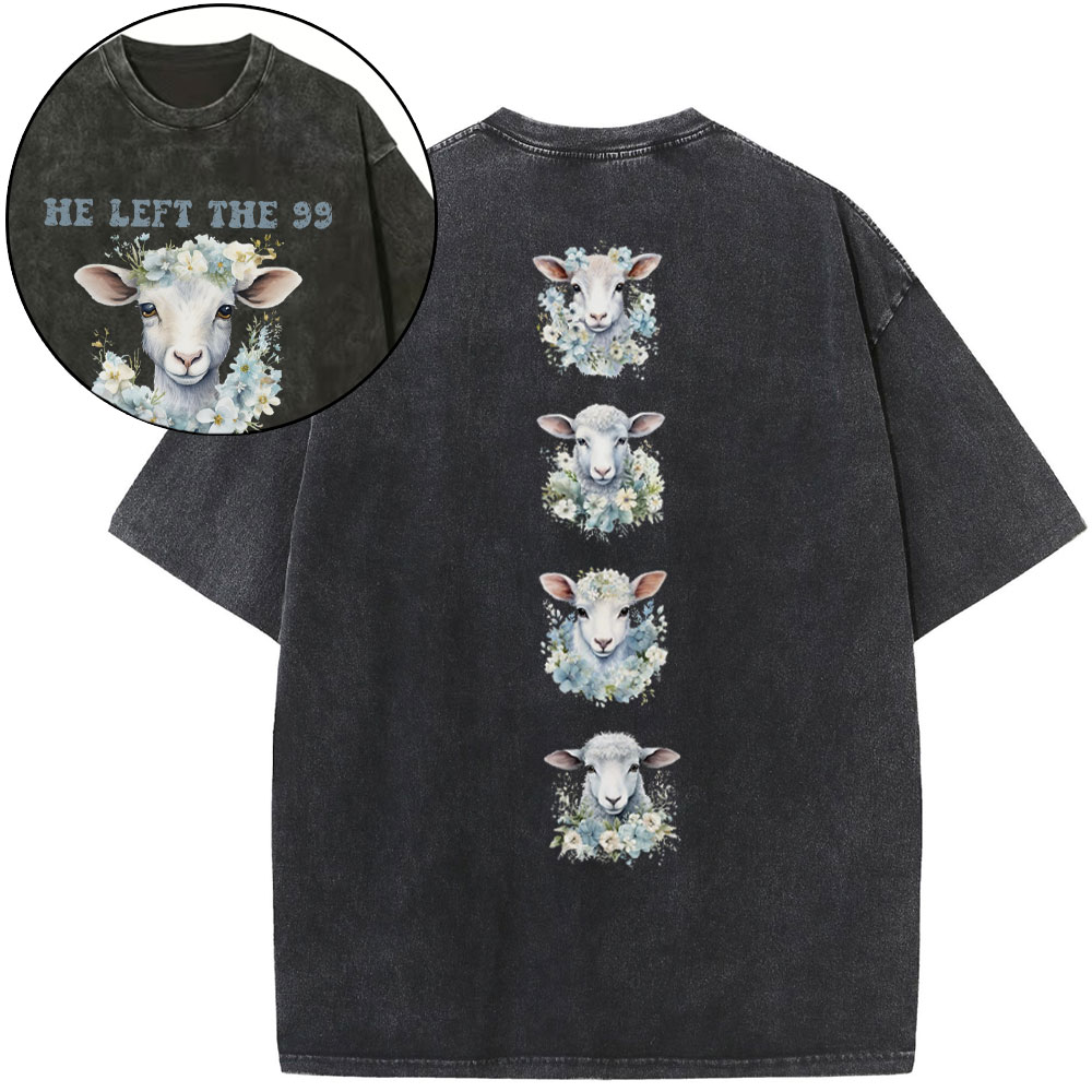 He Left The 99 To Rescue Me Boho Christian Washed T-Shirt