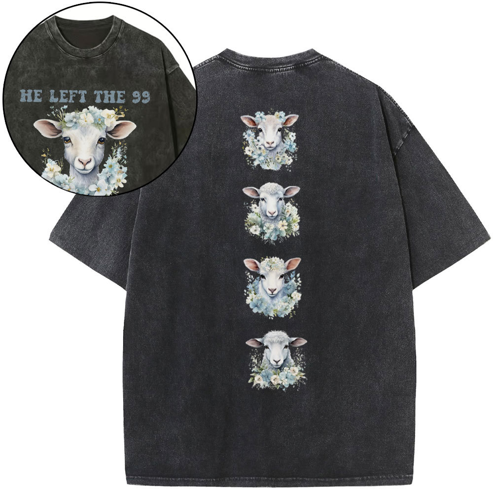 He Left The 99 To Rescue Me Boho Christian Washed T-Shirt