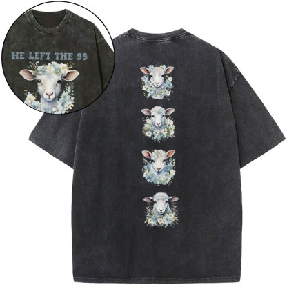 He Left The 99 To Rescue Me Boho Christian Washed T-Shirt