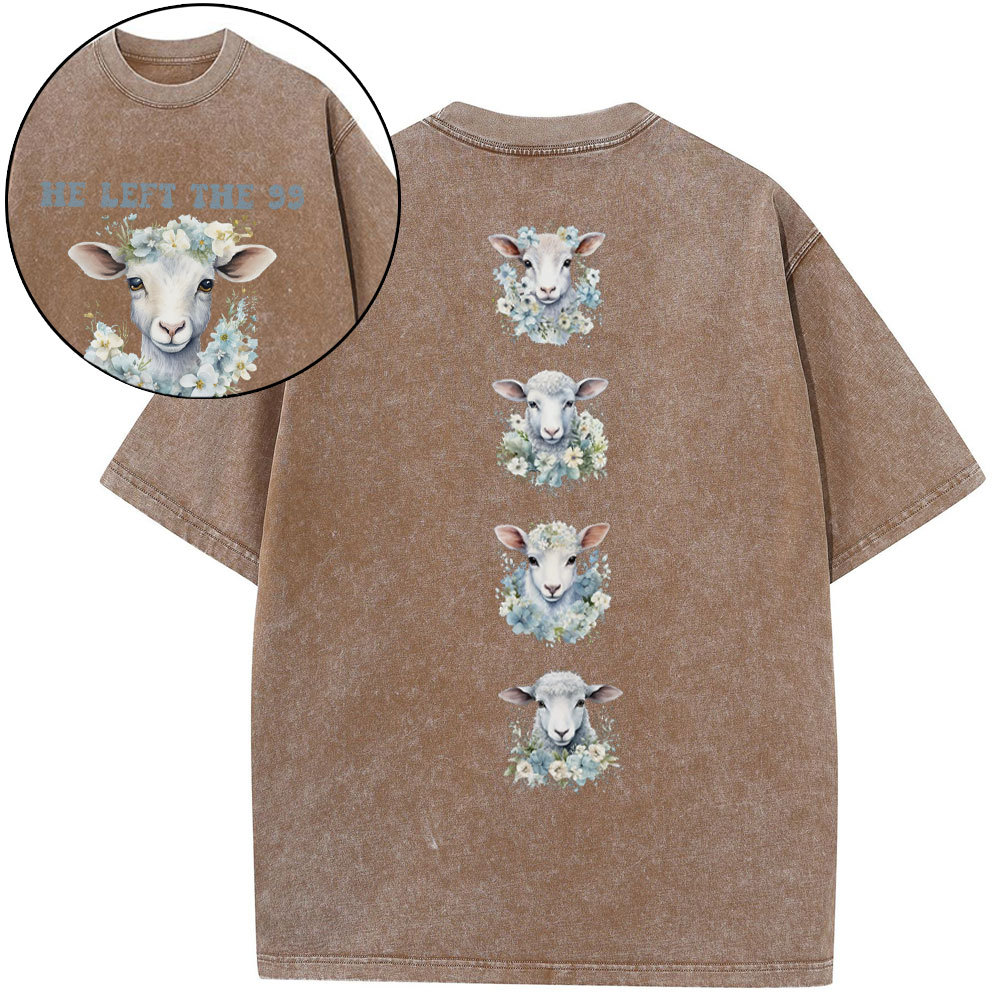 He Left The 99 To Rescue Me Boho Christian Washed T-Shirt