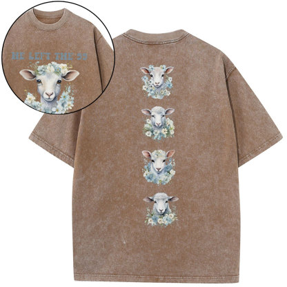 He Left The 99 To Rescue Me Boho Christian Washed T-Shirt