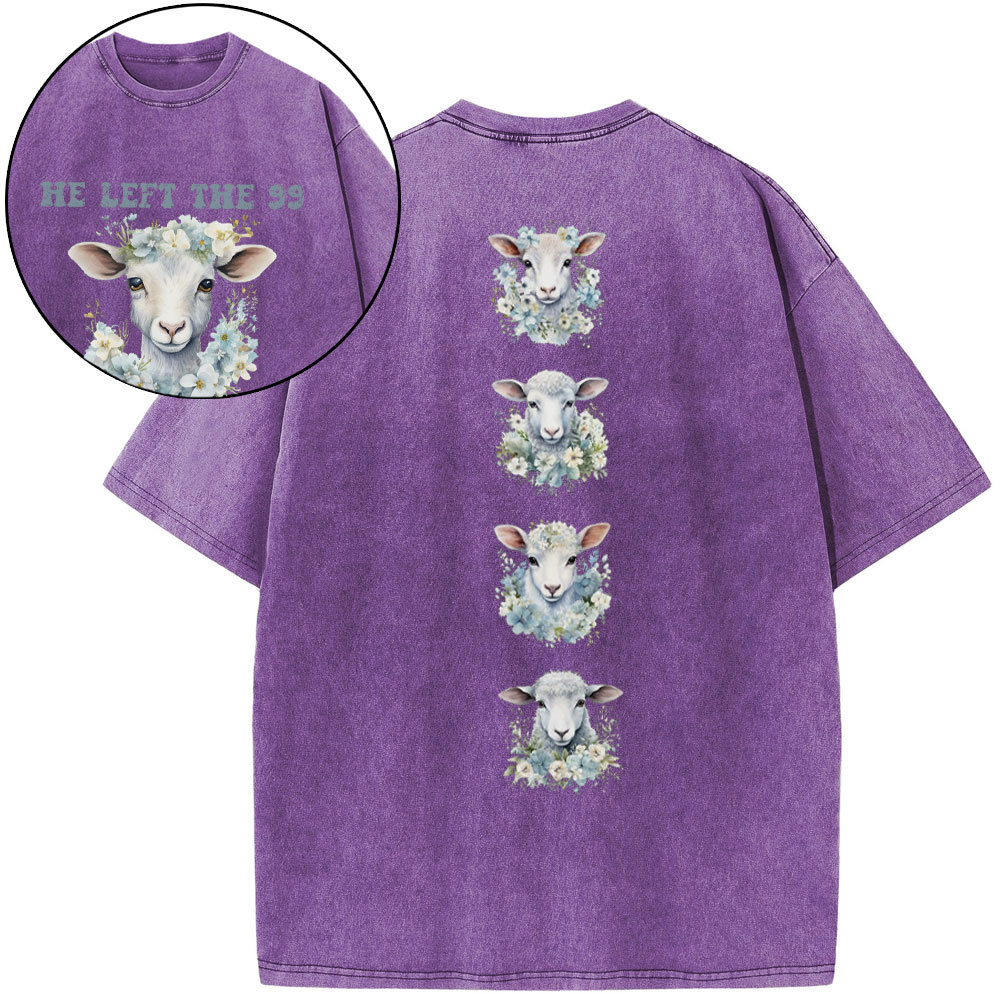 He Left The 99 To Rescue Me Boho Christian Washed T-Shirt