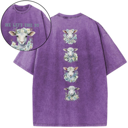 He Left The 99 To Rescue Me Boho Christian Washed T-Shirt