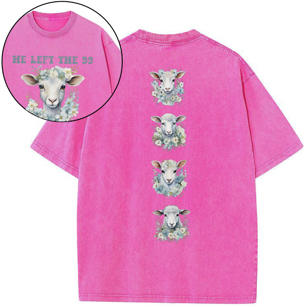 He Left The 99 To Rescue Me Boho Christian Washed T-Shirt