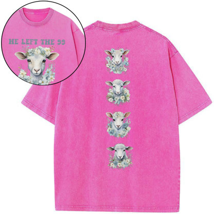 He Left The 99 To Rescue Me Boho Christian Washed T-Shirt