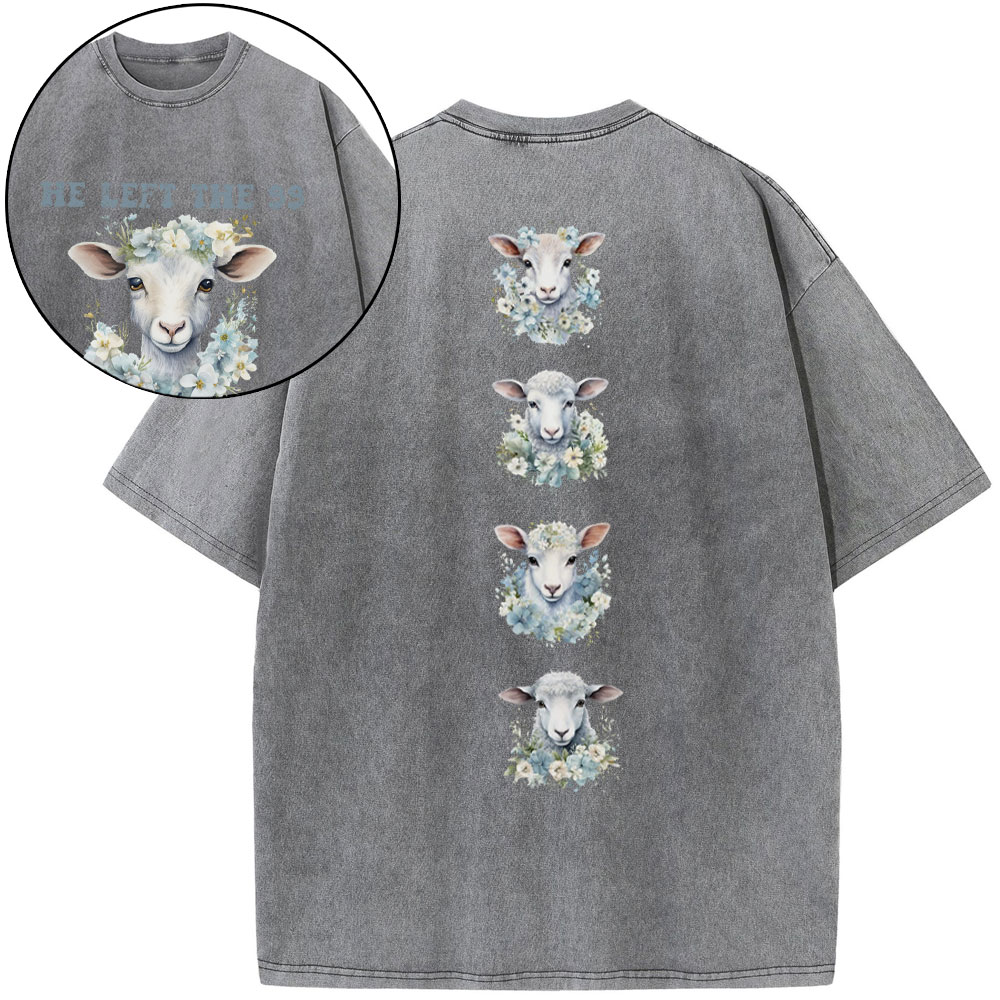 He Left The 99 To Rescue Me Boho Christian Washed T-Shirt