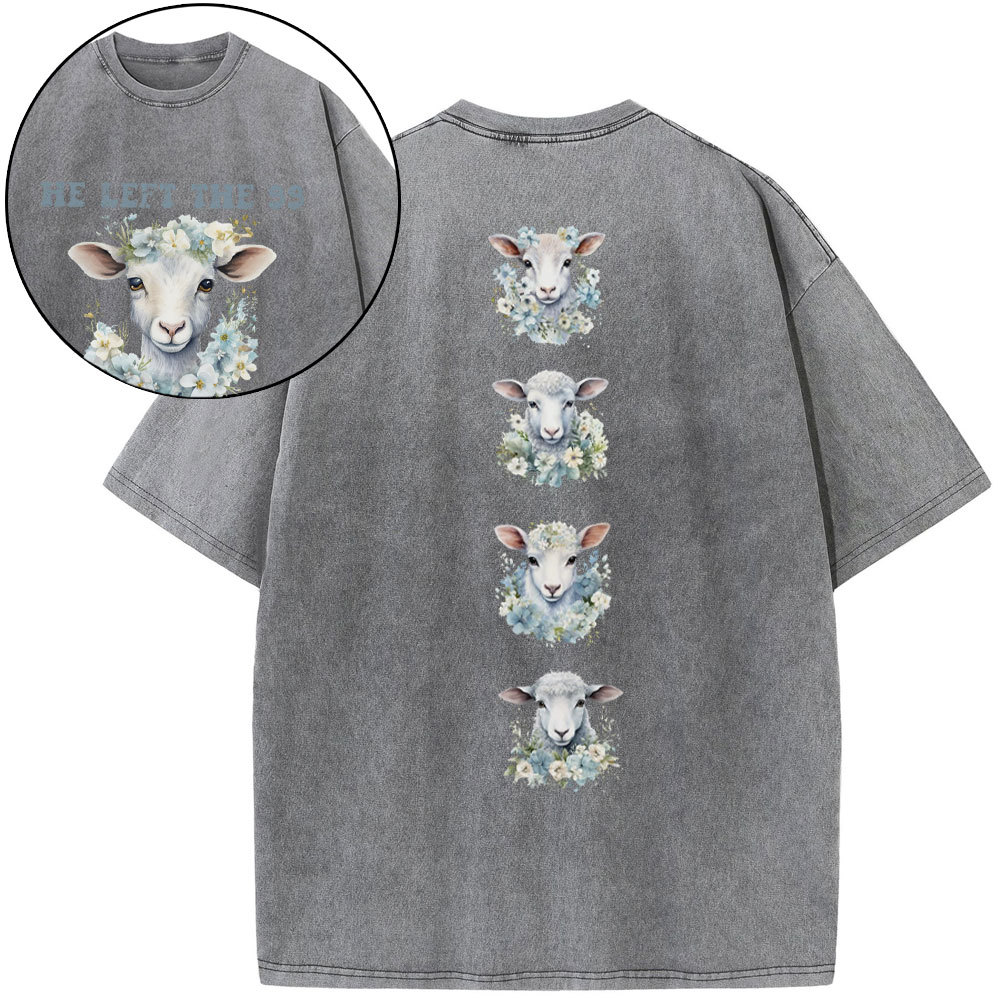 He Left The 99 To Rescue Me Boho Christian Washed T-Shirt