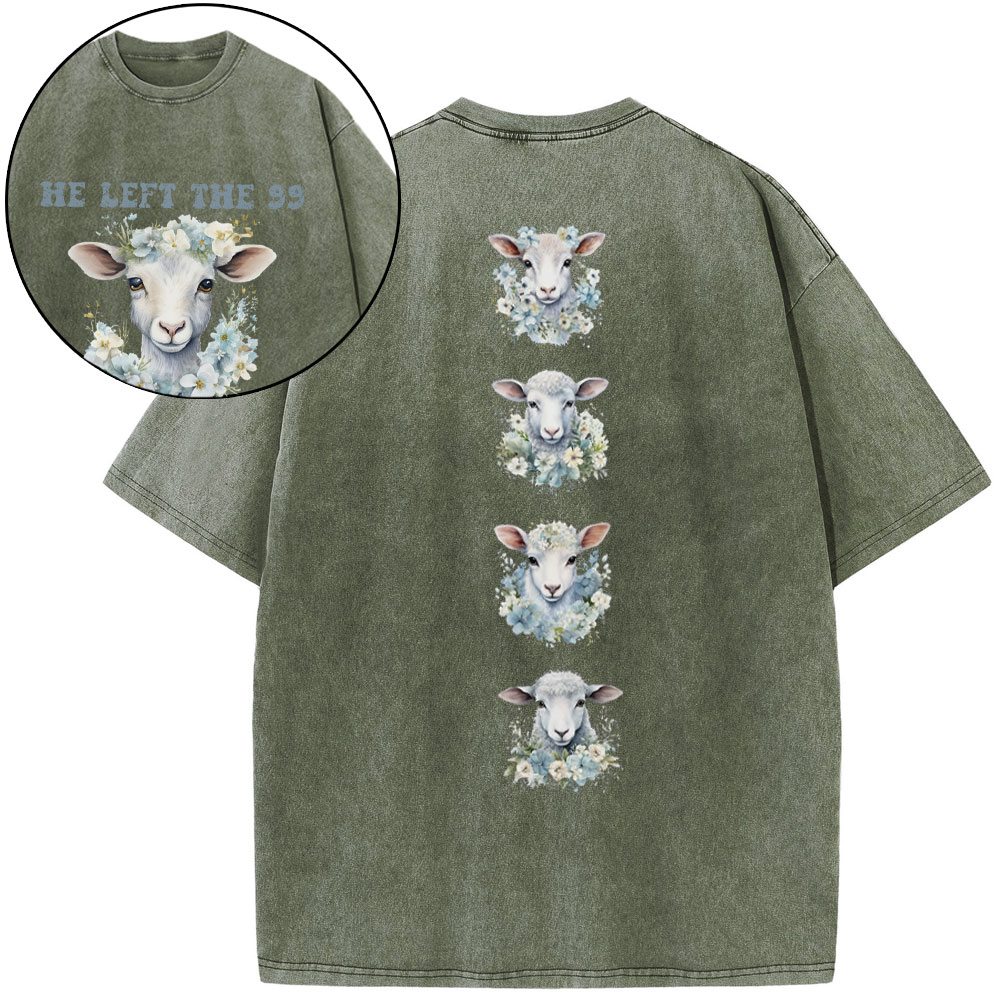 He Left The 99 To Rescue Me Boho Christian Washed T-Shirt