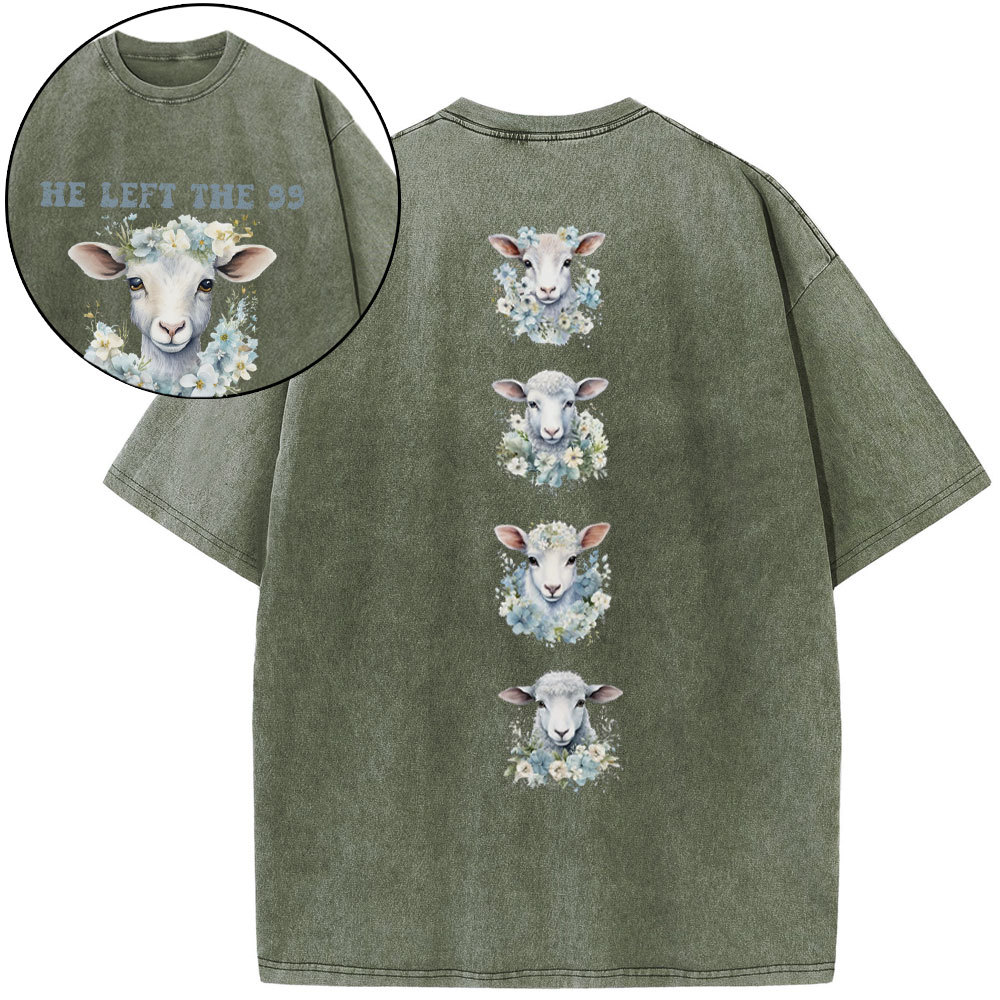 He Left The 99 To Rescue Me Boho Christian Washed T-Shirt