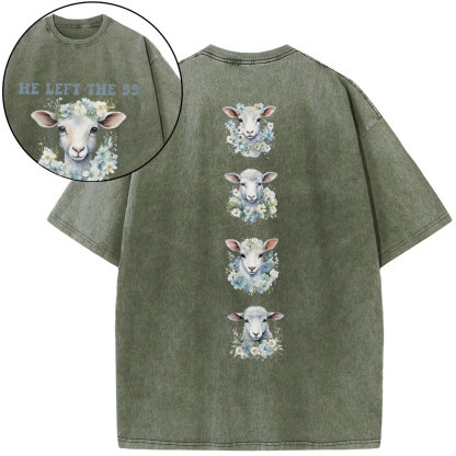 He Left The 99 To Rescue Me Boho Christian Washed T-Shirt