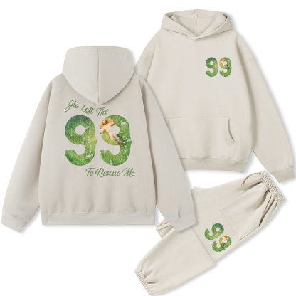 He Left The 99 To Rescue Me Christian Fleece Hoodie Set