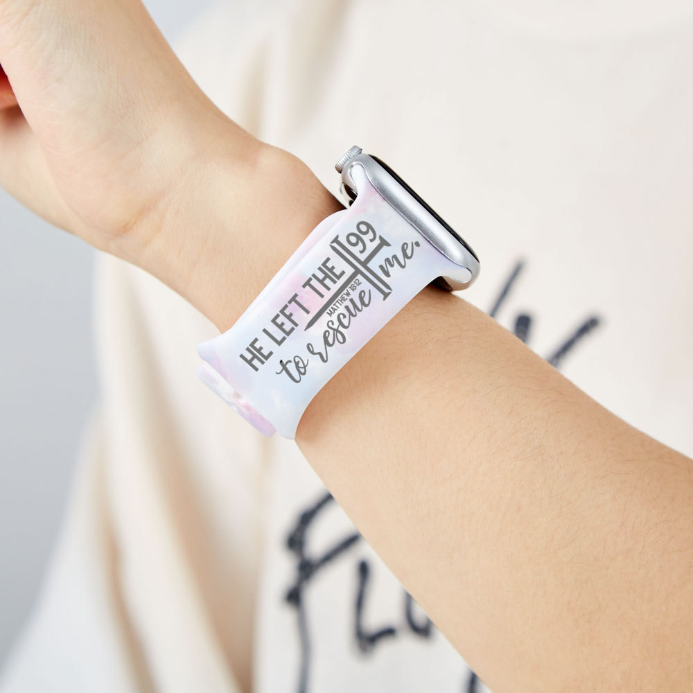 He Left The 99 To Rescue Me Christian Tie Dye Watch Band