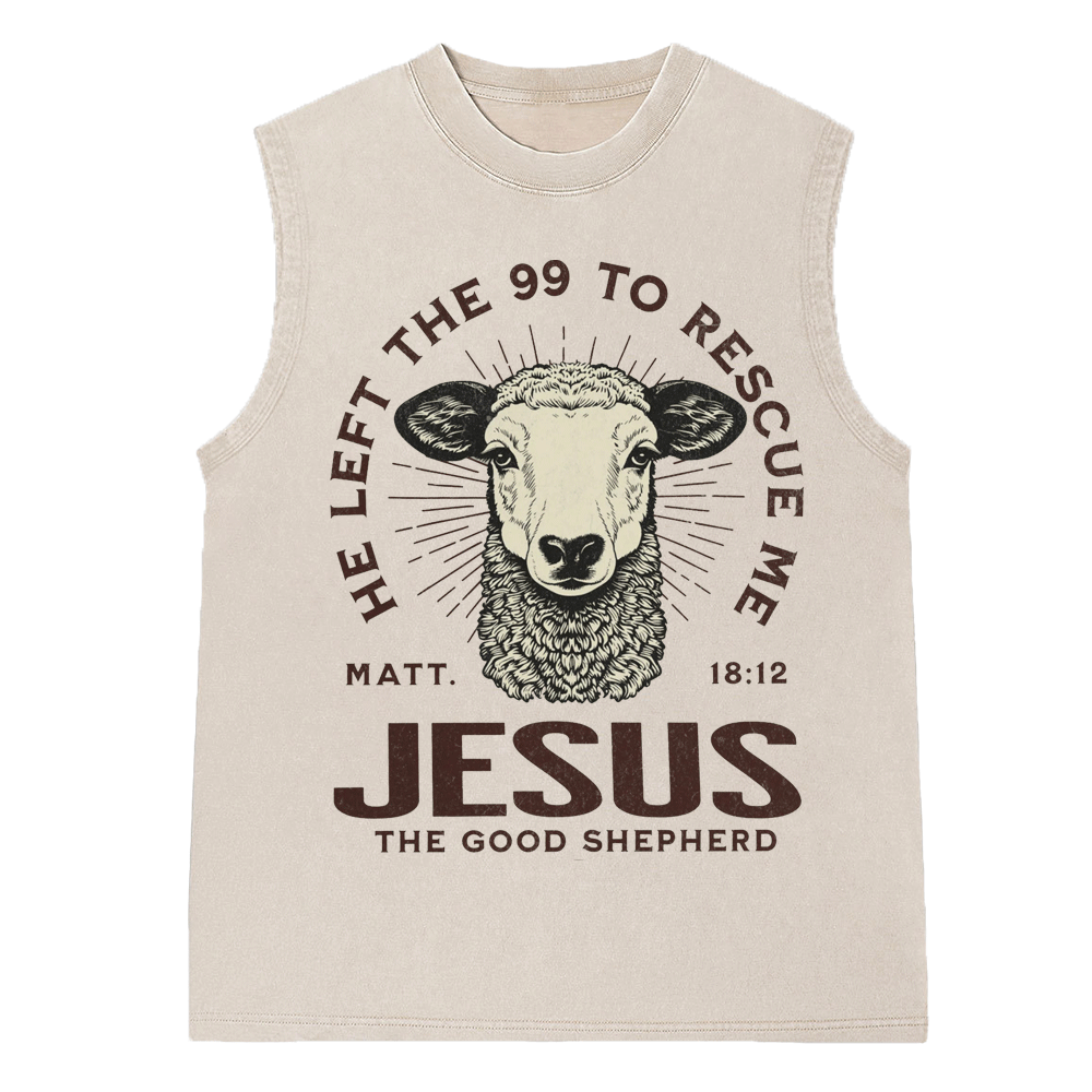 He Left The 99 To Rescue Me Christian Washed Sleeveless Tee