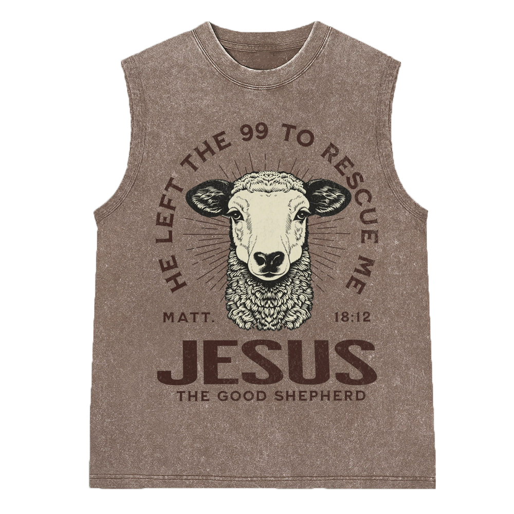 He Left The 99 To Rescue Me Christian Washed Sleeveless Tee