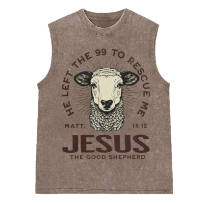 He Left The 99 To Rescue Me Christian Washed Sleeveless Tee