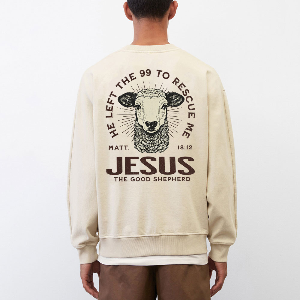 He Left The 99 To Rescue Me Christian Washed Sweatshirt