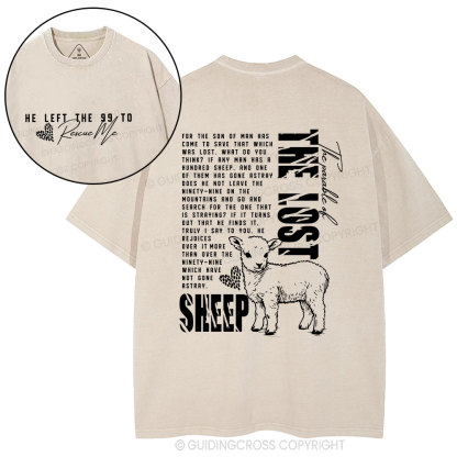 He Left The 99 To Rescue Me Christian Washed T-Shirt