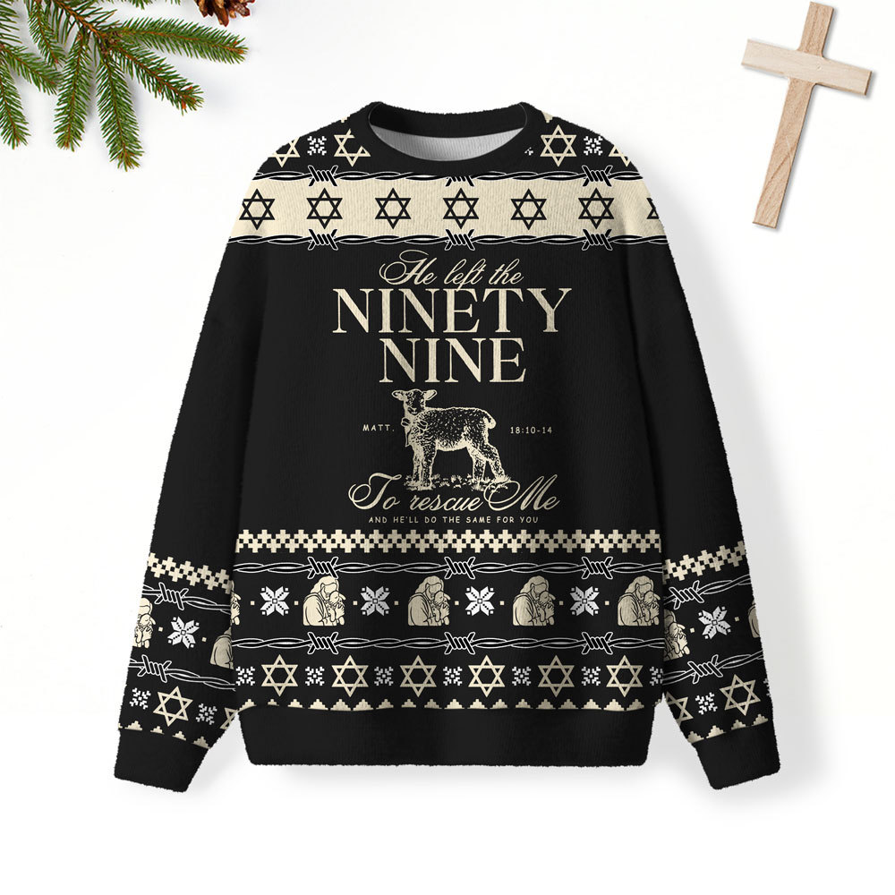 He Left The 99 To Rescue Me Furry Christian Lightweight Sweater