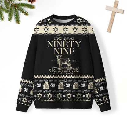 He Left The 99 To Rescue Me Furry Christian Lightweight Sweater