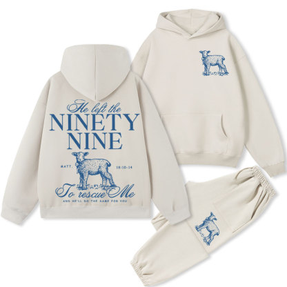 He Left The 99 To Rescue Me Premium Christian Fleece Hoodie Set