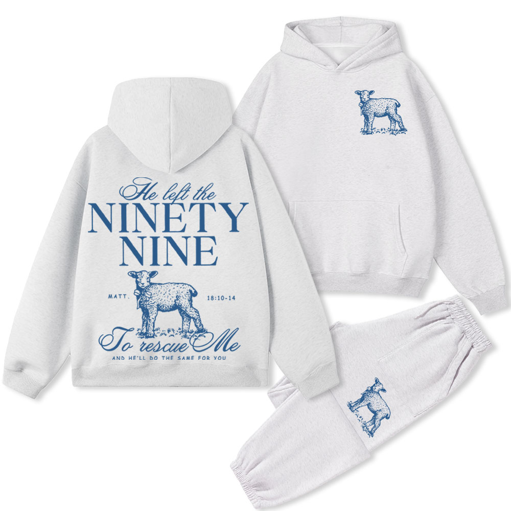 He Left The 99 To Rescue Me Premium Christian Fleece Hoodie Set