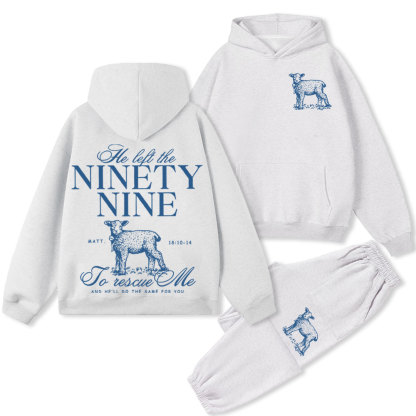 He Left The 99 To Rescue Me Premium Christian Fleece Hoodie Set