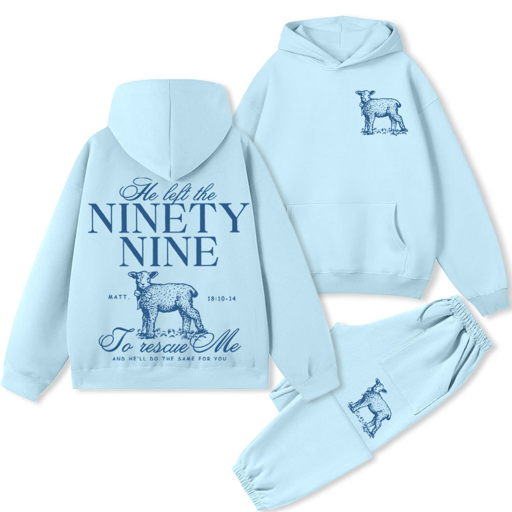 He Left The 99 To Rescue Me Premium Christian Fleece Hoodie Set