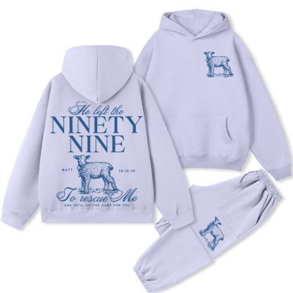 He Left The 99 To Rescue Me Premium Christian Fleece Hoodie Set