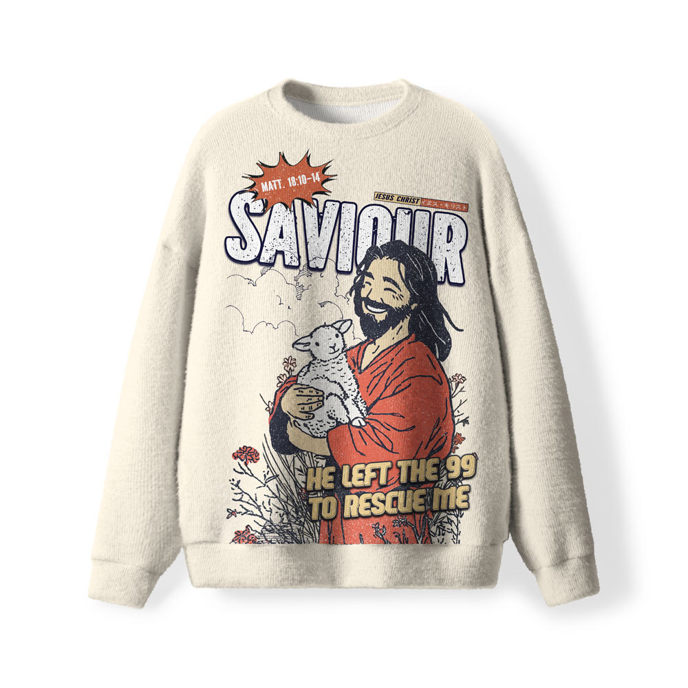 He Left The 99 To Rescueme Furry Christian Lightweight Sweater