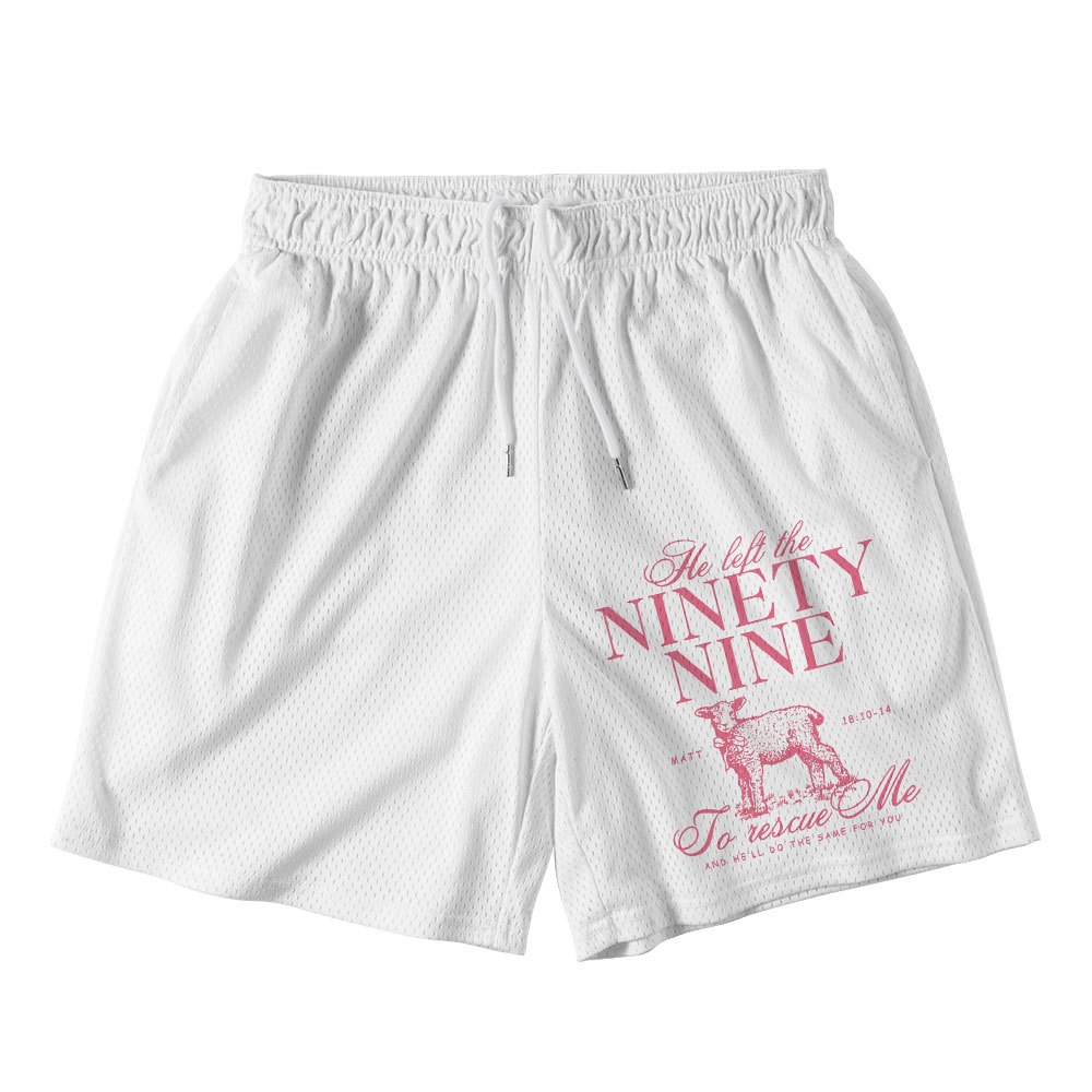 He Left The 99 To Rescues Me Christian Mesh Shorts
