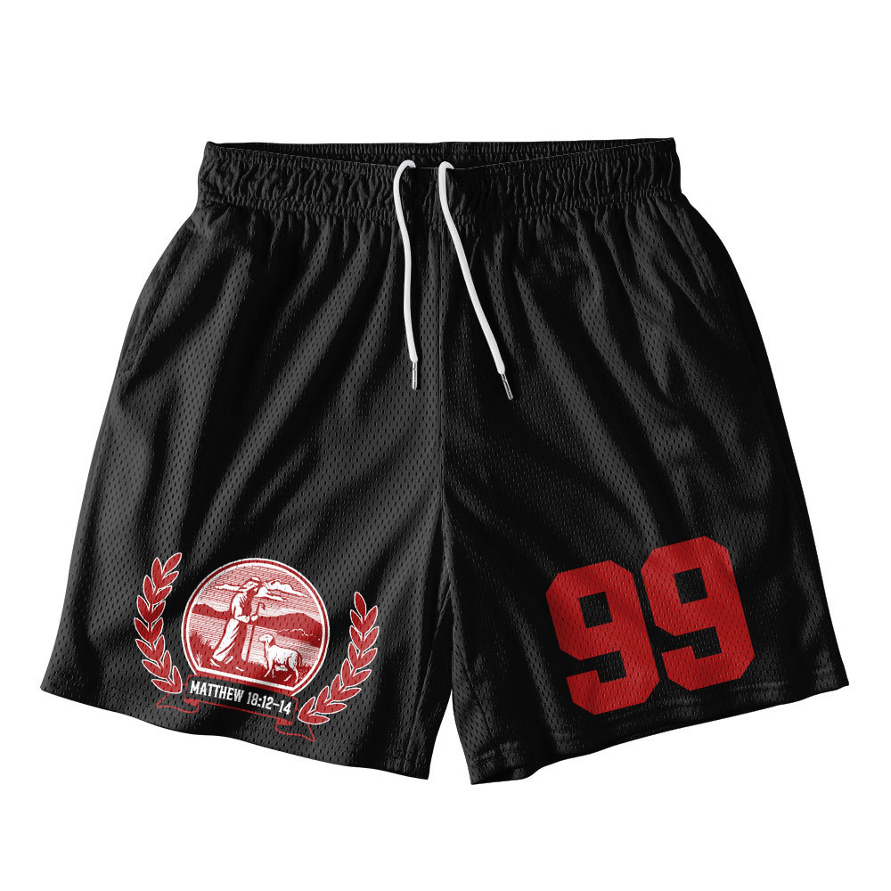 He Left The 99 To Save Me Christian Mesh Shorts